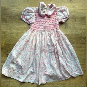 Baule di Elianne Pink Floral Hand Smocked Dress Size 4 Years Madagascar cottage
